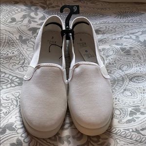 Time and Tru white slip on shoes